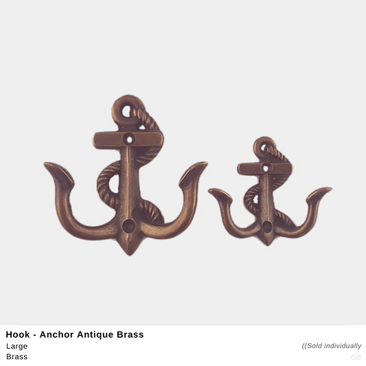 Anchor Wall Hook - Antique Brass