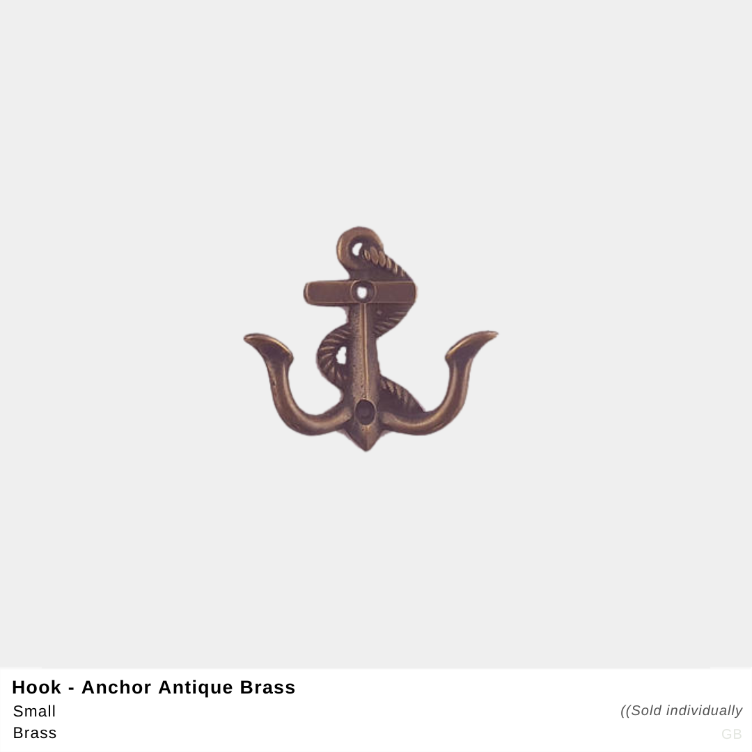 Anchor Wall Hook - Antique Brass