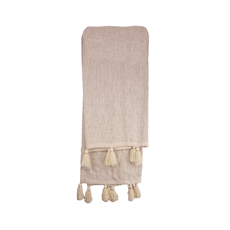 Beaded Tassel Throw - Creme Accent