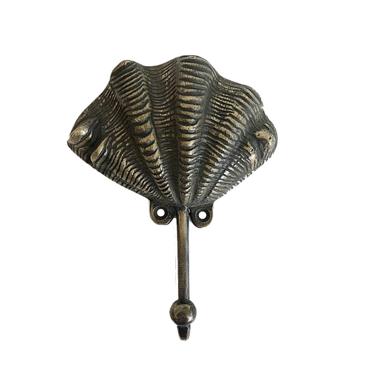 Clam Shell Wall Hook - Antique Brass